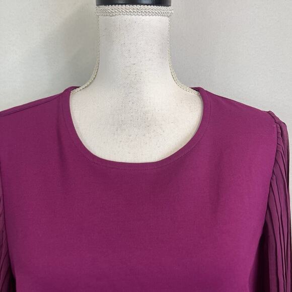 Nine West Top Tunic size Extra Large Mulberry Ponte Knit Stretch Puffy Sleeves - Picture 3 of 9